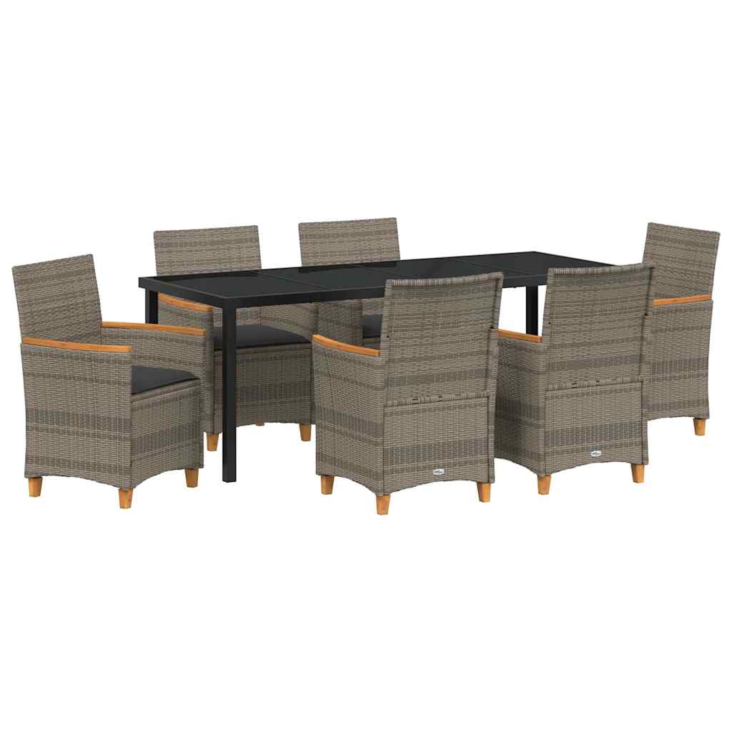 Garden Dining Set 7 pcs Grey Poly Rattan