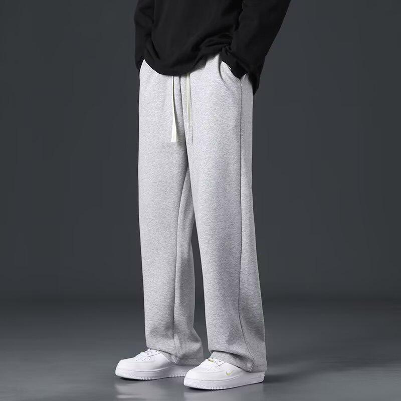 Men's Casual Loose Straight-Leg Fleece-Lined Pants - Autumn/Winter Style