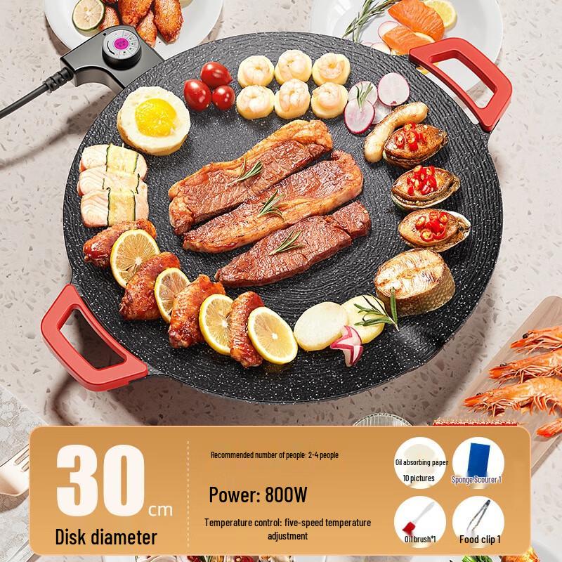 ZISIZ Electric Grill Pan with 4-Piece Grilling Set