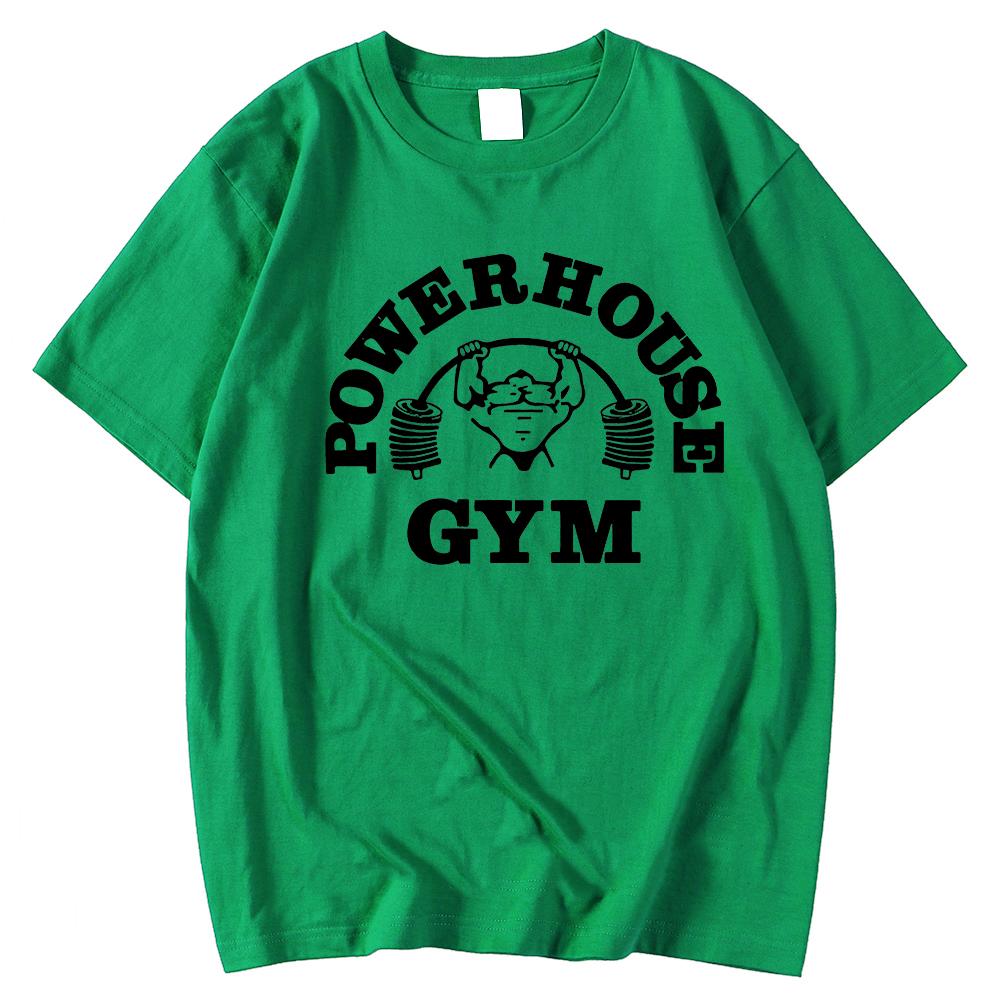 Powerhouse Gym Print Cotton T-shirt Men Women Sportswear Oversized Tshirt Short Sleeve Tee Summer Fitness T Shirts Clothes Tops