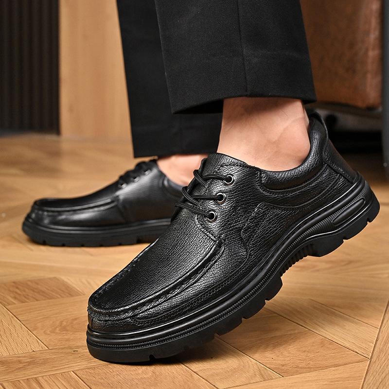 2025 British style men's business leather shoes trend platform large size casual shoes spring, autumn and winter velvet warm men's shoes