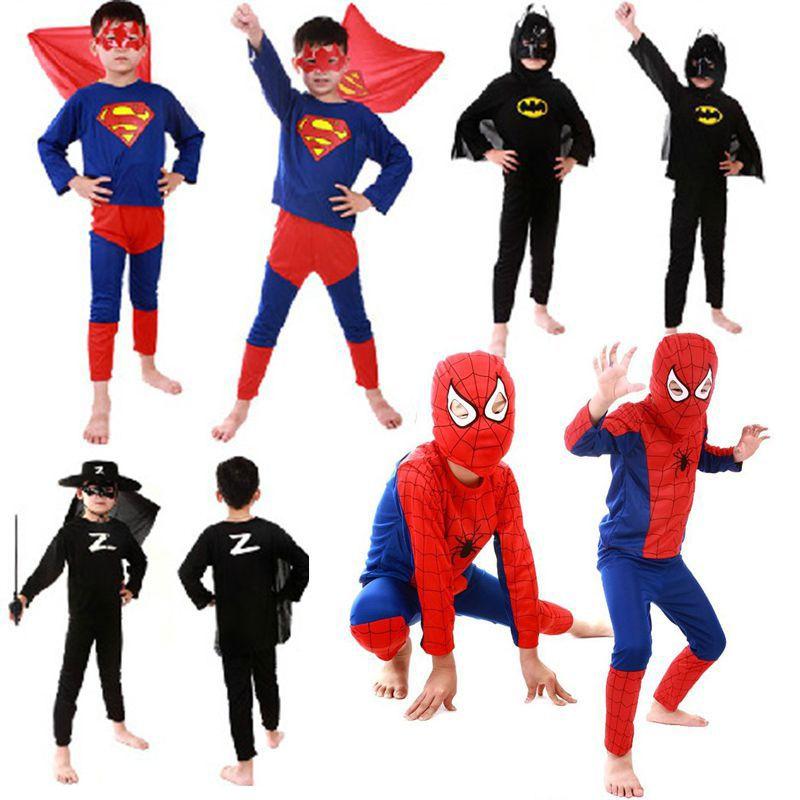 Breathable And Comfortable Kids Halloween Superman Bat Spider Man Cosplay Outfit