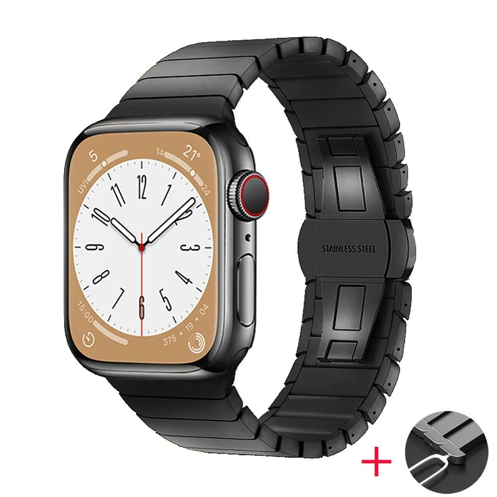 Metal Link Bracelet Strap for Apple Watch Band 45mm 49mm 44mm 41mm 42mm 46mm Stainless Steel Belt iWatch Ultra 11 10 9 8 7 Belt