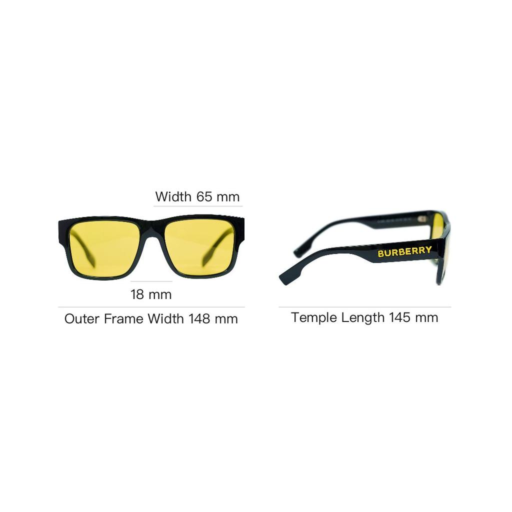 Burberry 4358 UV Protection Yellow Lens Sunglasses Large Frame Ultra Light Material Square Sunglasses Unisex Sunglasses 0BE4358300185