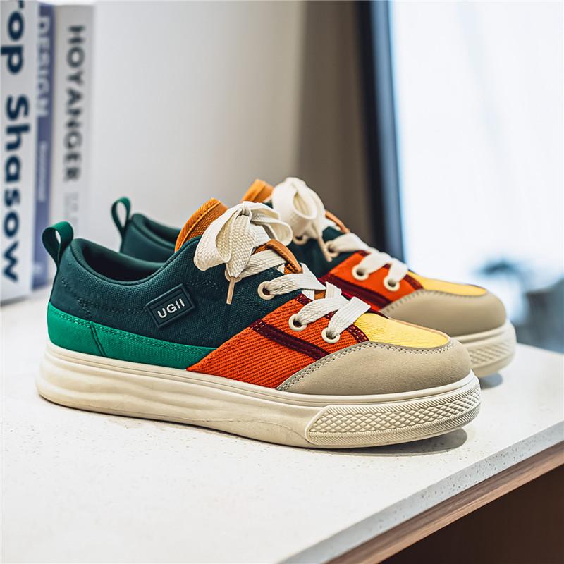 

Men s Casual Canvas Sneakers Breathable Low-Top Lace-Up Shoes Non-Slip PVC Sole Fashion Color Block Design for Casual Attire 42
