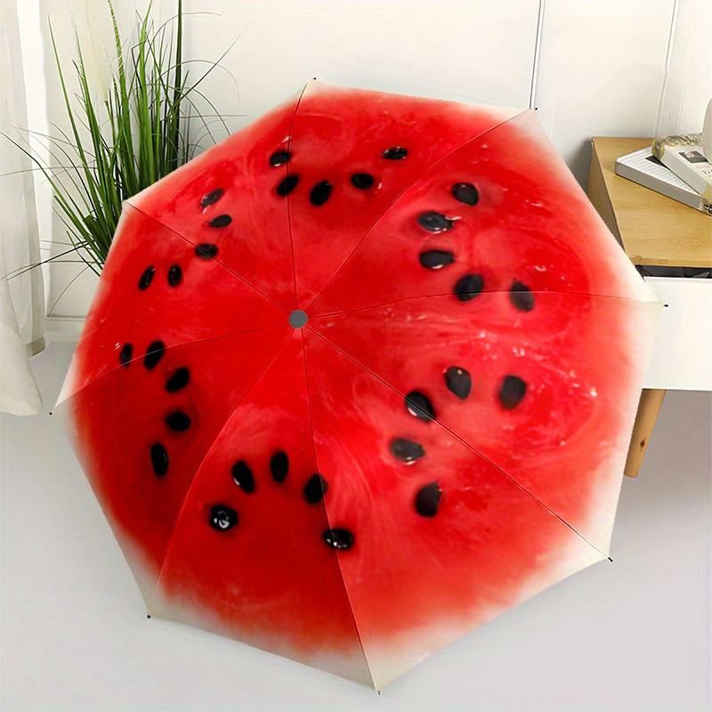 1pc Watermelon Seeds Automatic Open/Close Umbrella with One Touch Button,, Windproof Design   Lightweight Portable Umbrella for Women & Men6146