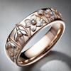 Gorgeous Inlaid White CZ Flower Women's Ring Classic Gold Color Hand Carving Daily Wear Party Jewelry Anniversary Gift