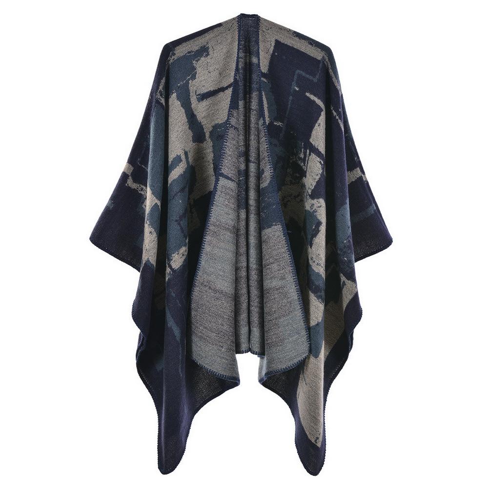 Women's Fashion Jacquard Imitation Cashmere Shawl - Thickened, Warm, Large Cape Scarf