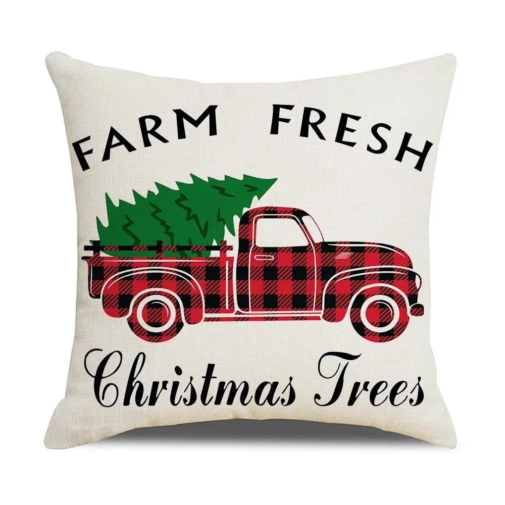Christmas Cushion Covers 45x45 Cm Farmhouse Xmas Decor Red Black Buffalo Plaids Santa Pillow Cover Winter Holiday Decorations