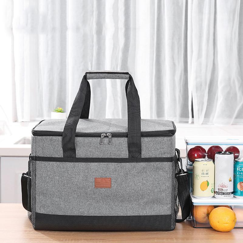

Large Capacity Tote Insulated Lunch Bag For Men Women Outdoor Picnic Lunchbox Food Storage Bag Waterproof Cooler Ice Thermal Bag 15L сірий колір