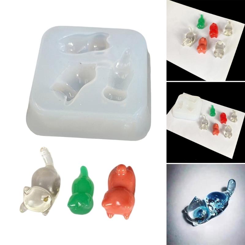 Silicone Mold Three Cats Accessories Molds Epoxy Resin Keychain Pendant Ornament Mould Jewelry Making Supplies