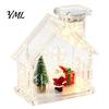 Decorative Shelf Figurine Holder Clear Acrylic House Ornament, DIY Fillable Christmas with Light, Lighted Table Centerpiece Rechargeable for