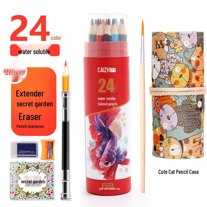 Sześciokątne Kredki Kolorowe Rozpuszczalne w Wodzie na Bazie Oleju - 12, 24, 36, 48, 72 Kolory - Zestaw do Rysowania dla Studenta