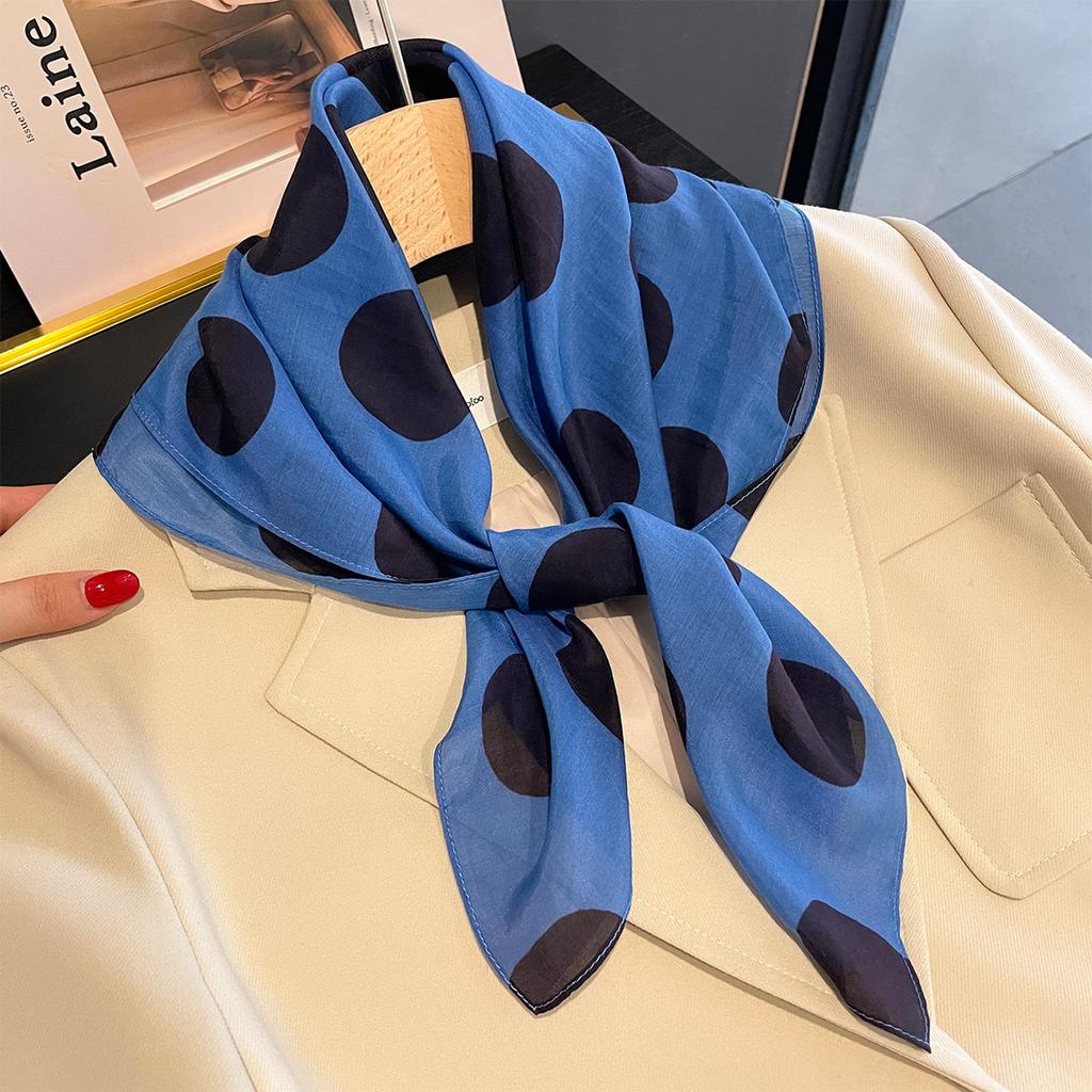 1116 Summer a Variety of Hot-selling Classic Versatile Polka Dot Floral Printing Silk Scarf Thin Sunscreen Silk Cotton Square Scarf