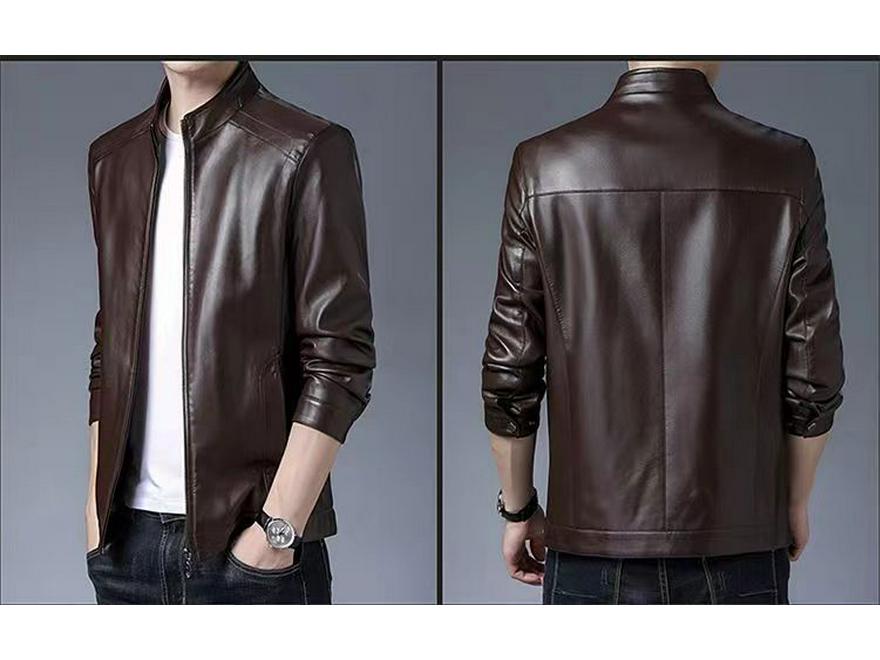 2024 Men's Winter PU Leather Jacket - Slim Fit for Middle-Aged and Elderly