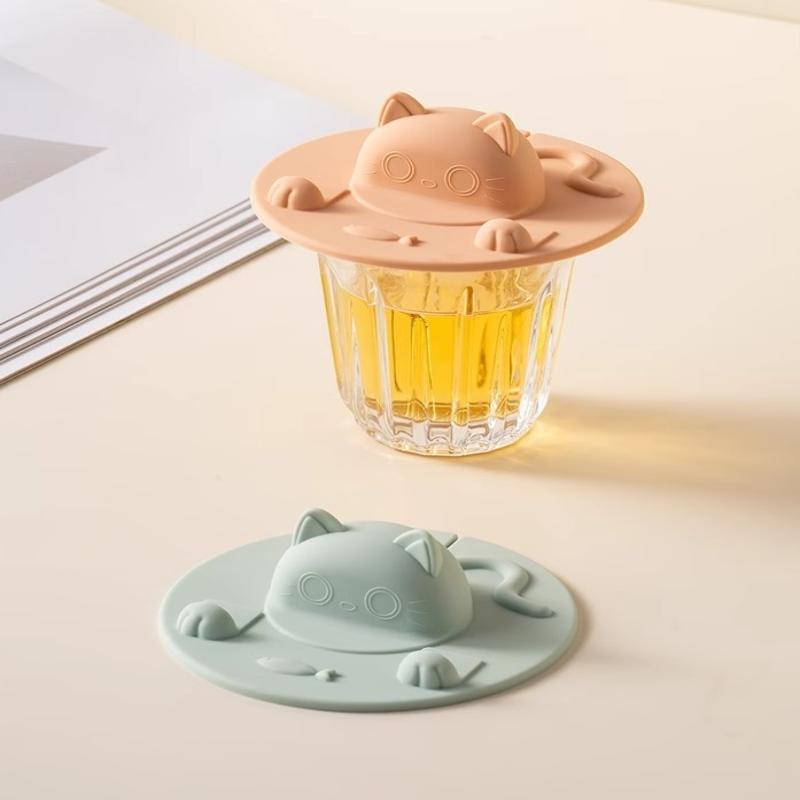Cute Silicone Cat Shaped Cup Lid Leak Proof High Temperature Resistant Dust Proof Universal Water Cup Lid Multiple Functions