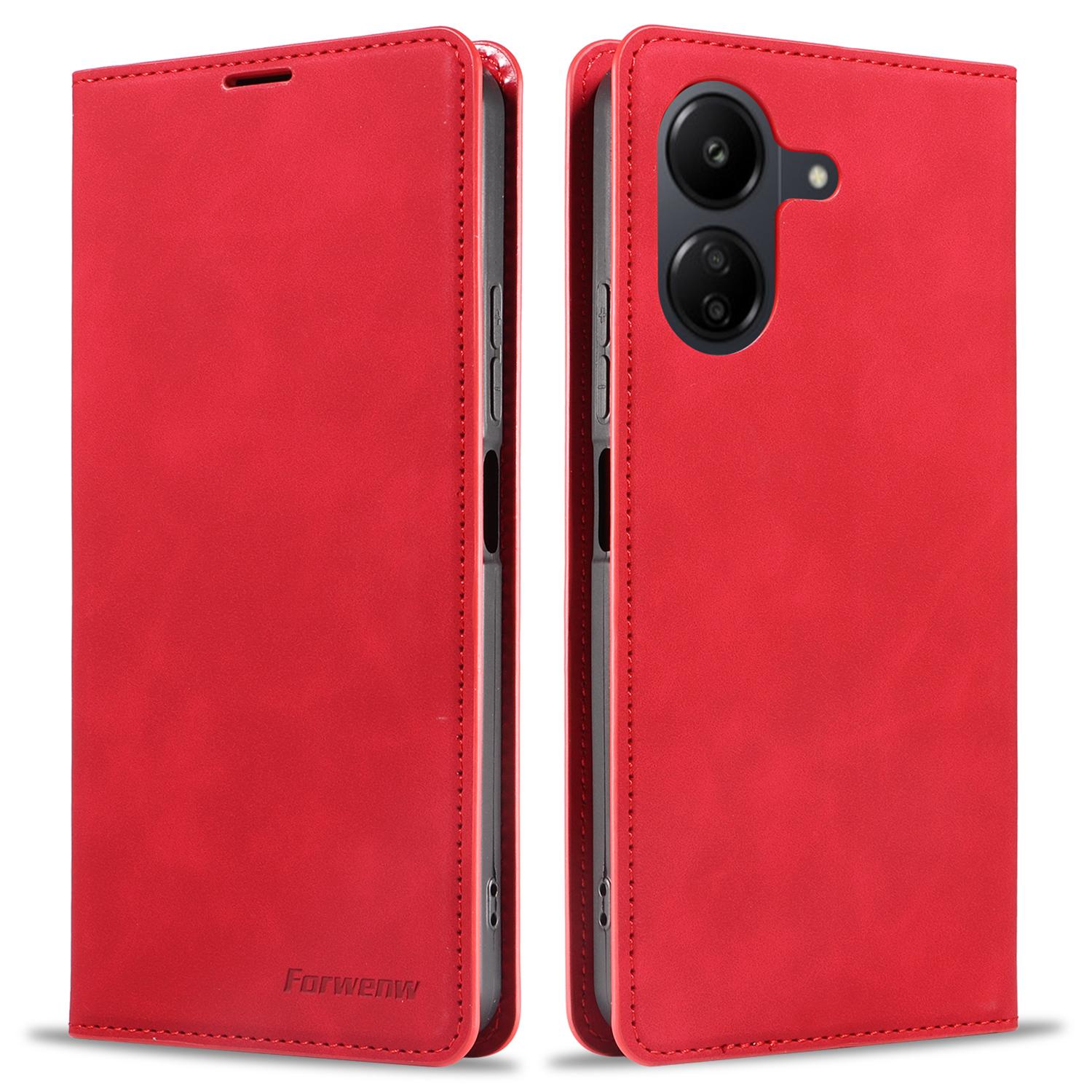 

FORWENW Fantasy Series for Xiaomi Redmi 13C 4G/Poco C65 4G Case PU Leather Stand Wallet Phone Cover Red