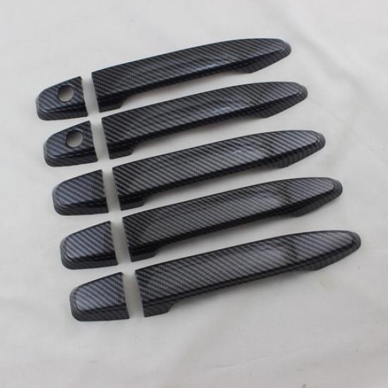 Carbon Fiber Door Handle Lid Cover Trim For 2003-2009 Toyota Prado FJ120 10pcs