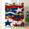 Patriotic Stars and Stripes Design Patterned Blanket, Flannel, Suitable for All Seasons, Home Decor, Warm and Cozy