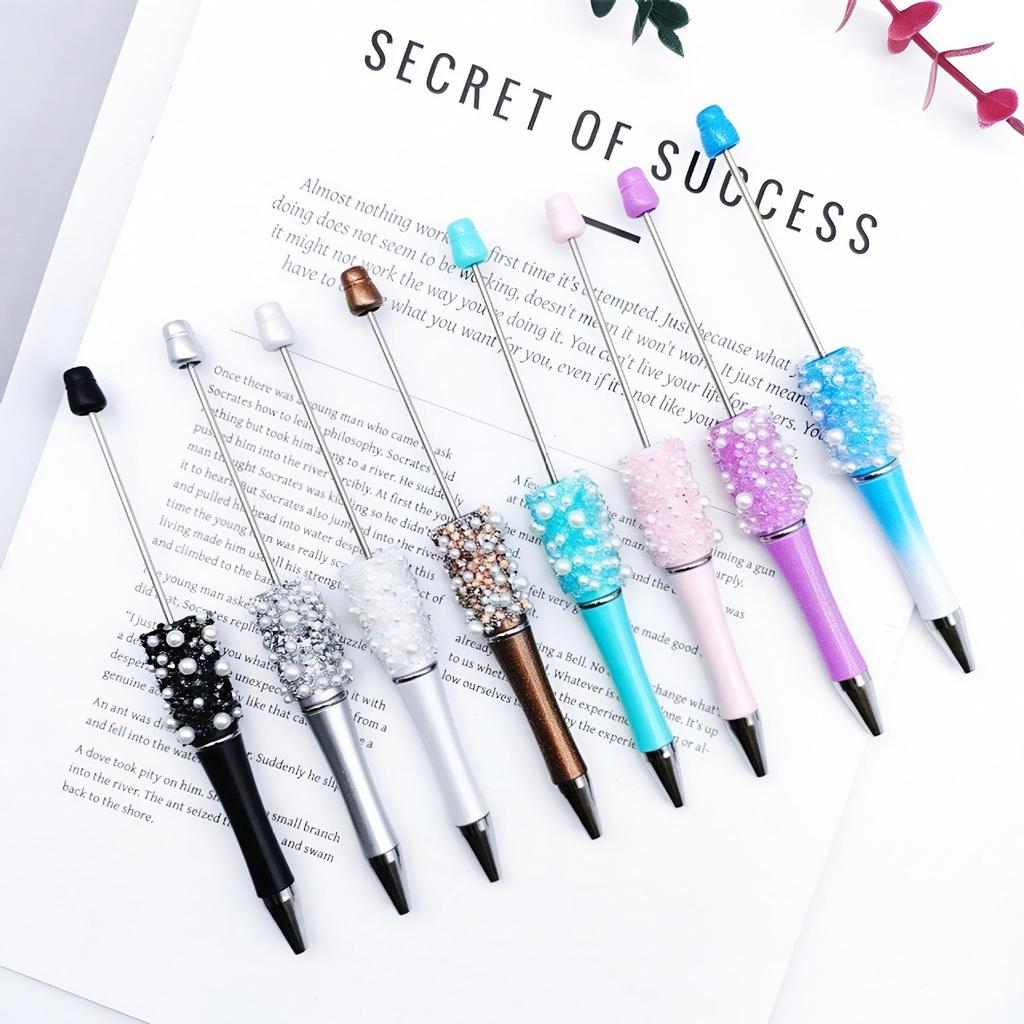 Starry Crystal Pearl Bead Pen - Handmade Rhinestone Candy Design
