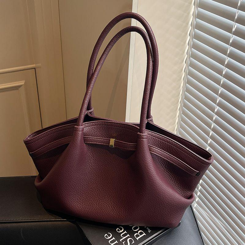 

Large Capacity Women s Retro Pleated Shoulder Tote - Autumn/Winter 2025 One Size
