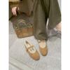 Wool grape ma warm round head one-word buckle with flat bottom versatile Mary Jane shoes women's plush plush single shoes