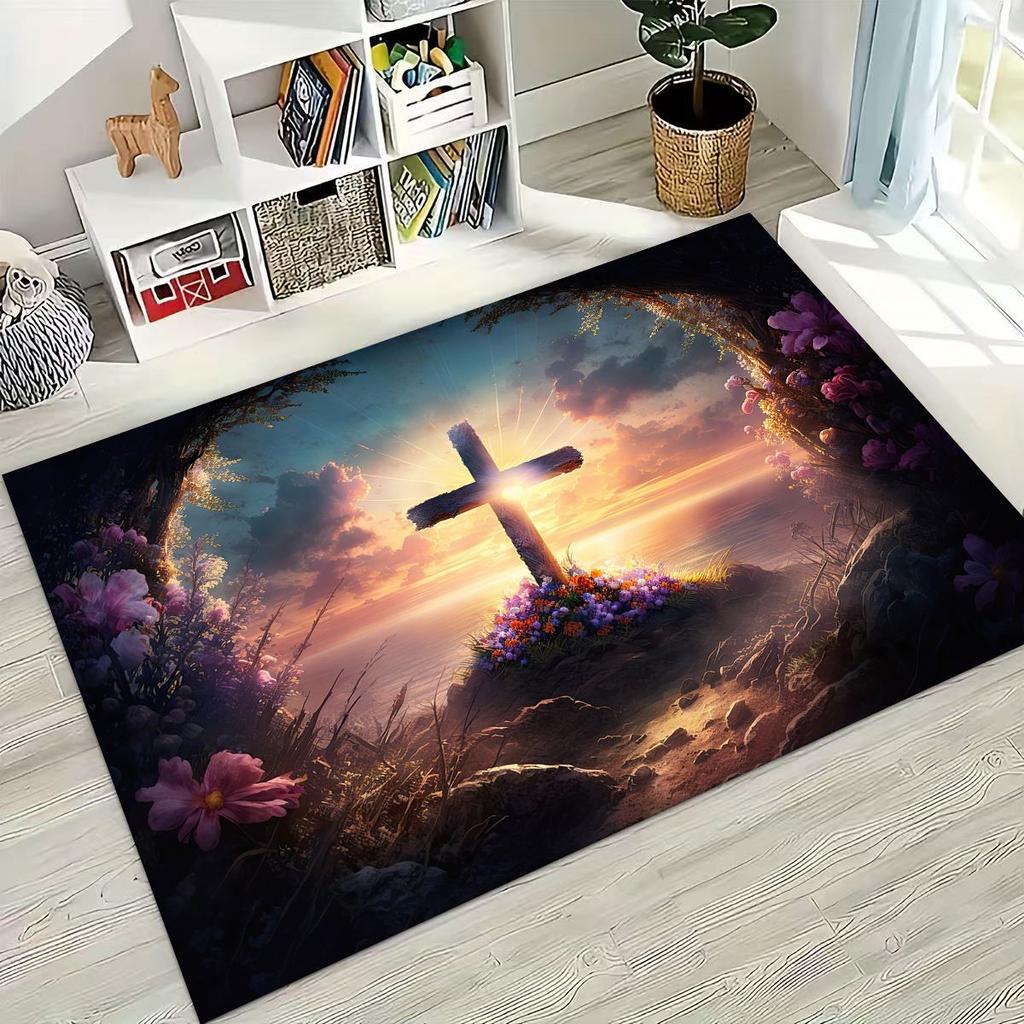 New Pray Jesus Rug for Bedroom Living Room Sofa Home Doormat Decor, Large Kids Play Non-slip Floor Mat
