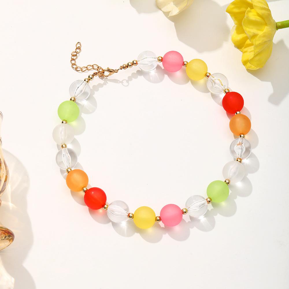 Sweet Cool Girl~ Color Dopamine Beaded Bracelet Women'S Niche Design Light Luxury Premium Sense Clavicle Chain