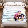 Kpop Demon Hunters Printed Flannel Blanket Custom Name Text Soft Warm Throw For Bedroom Holiday Gift