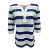 2025 Summer New Women's Casual V-Neck Button Striped T-Shirt Fashion Versatile Top for Europe and America