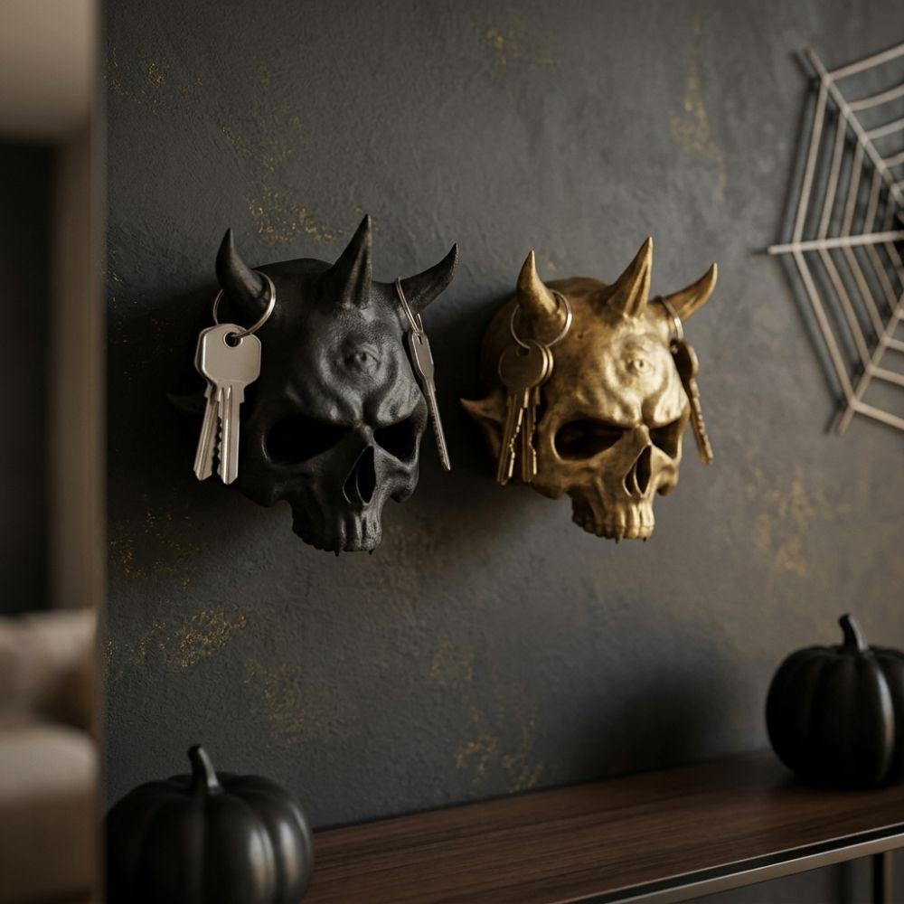 Dark Style Halloween Skull Wall Hook 3D Printed Skull Head Wall Hanger Gothic Storage Hook Bedroom