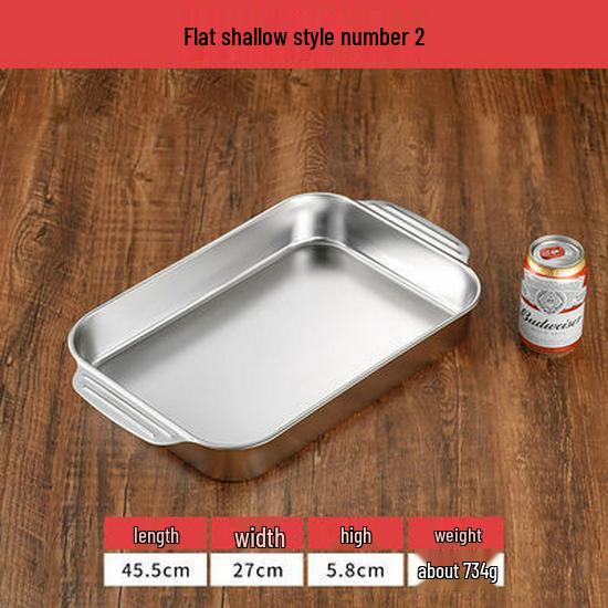 Rostfritt Stål Dubbelörad Djup Rektangulär Bak- och Grillplåt för Fisk och Skaldjur