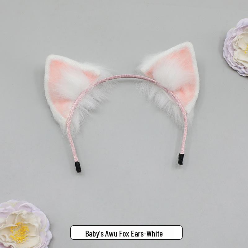 Zestaw akcesoriów dla bawełnianej lalki 20 cm: Pluszowe Uszy i Ogon Zwierzęcia, Opaska Nakrycie Głowy