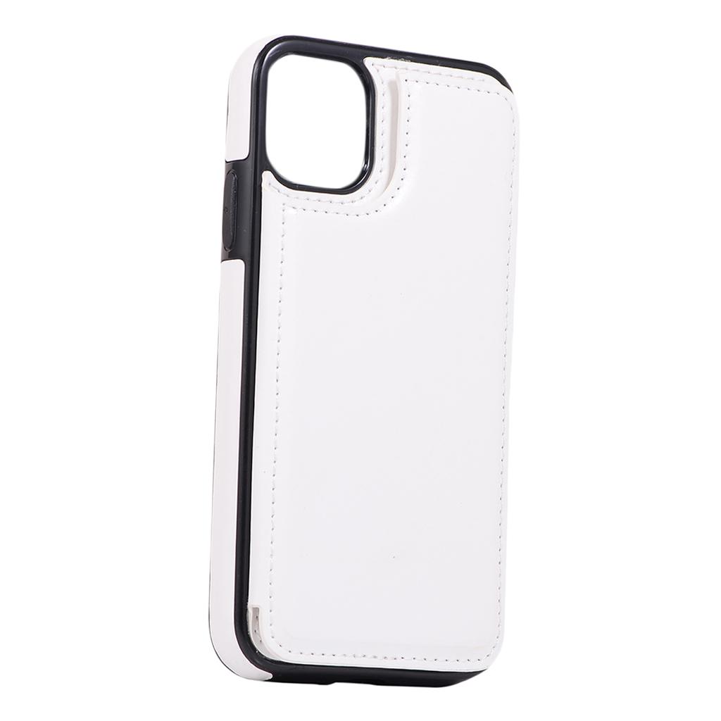 PU Leather Antifall Phone Back Cover Case For iPhone 11 6.1 Inch White