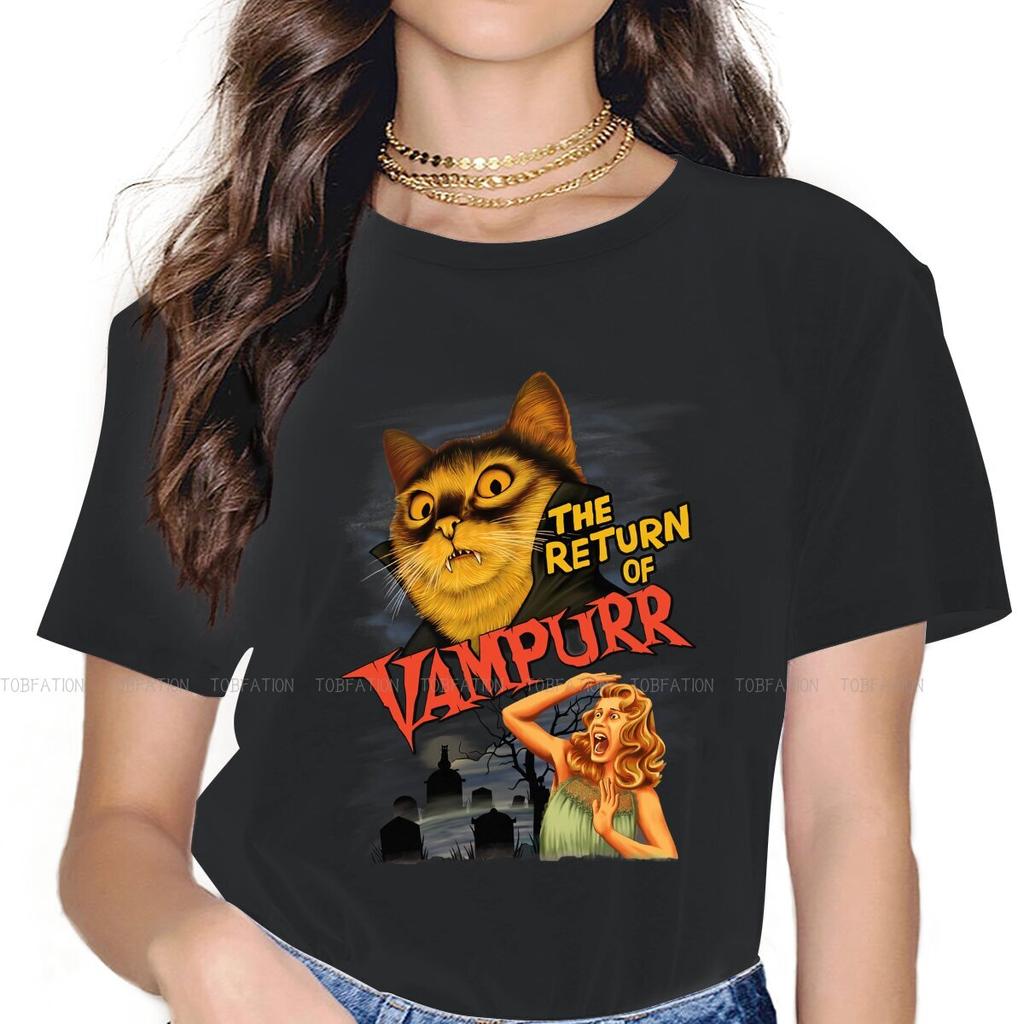 Cat Women Tshirt The Return Of Vampurr Girls Basic Tops 5xl Cotton Female T Shirt Funny Hipster Gift