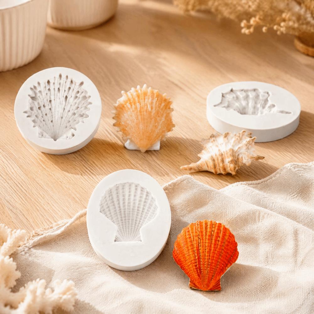 3PCS Flexible Seashell Fondant Mold Heat Resistant Conch Shell Mold Resin Crafting