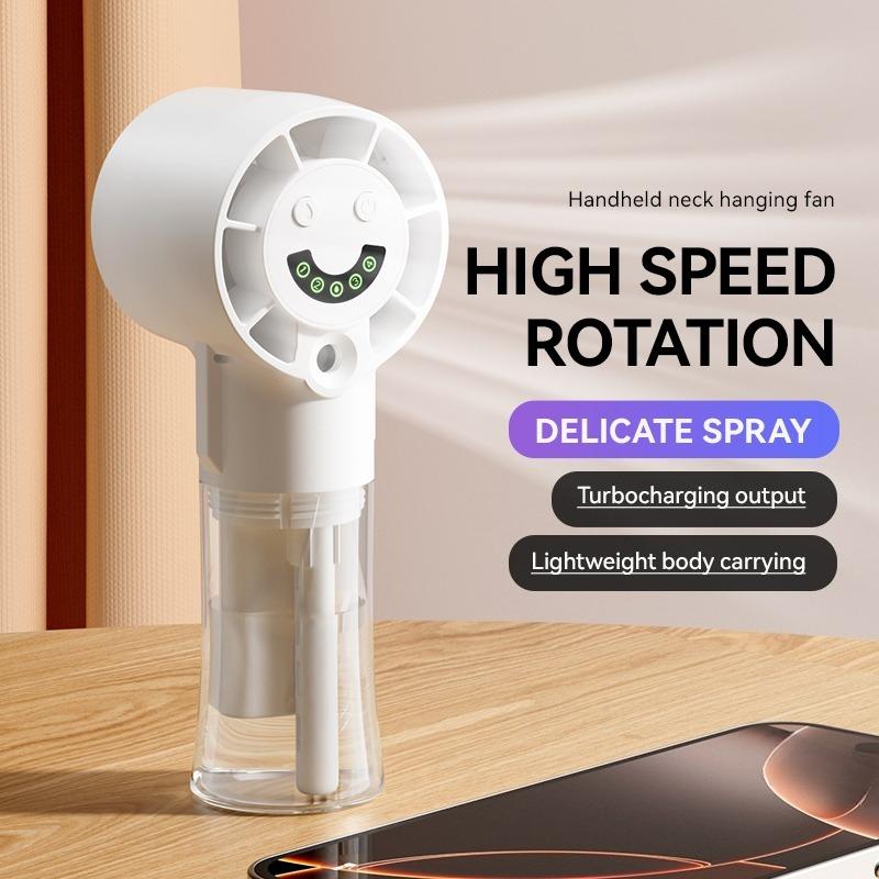 New Portable Handheld Mini Fan, Neck Hanging Strong Wind Fan, Mist Fan, USB Rechargeable Personal Fan, Large Capacity Battery Long-Lasting