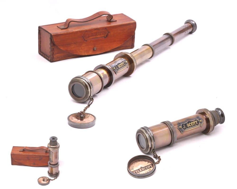 

Маленький телескоп Scott London Royal Telescope Pirate из цельной латуни, натуральная кожа J.