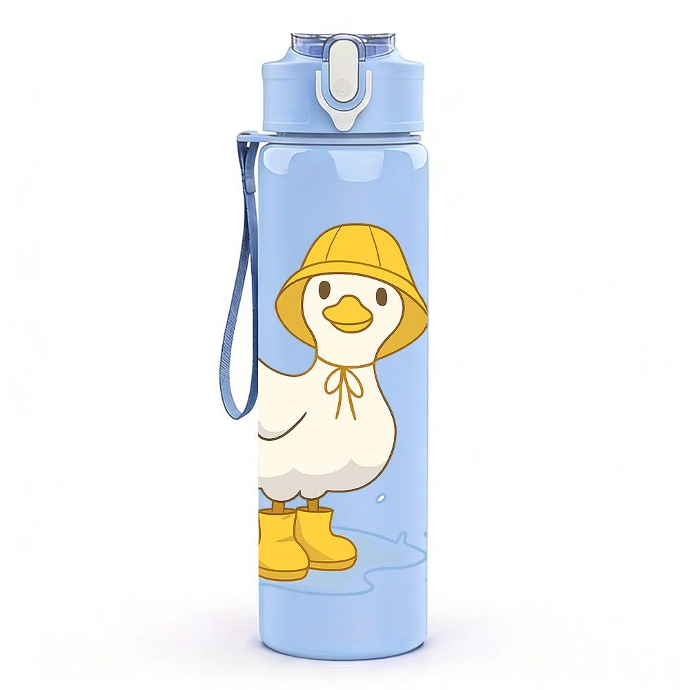 1PC Cute Yellow Duckling 750ml Color Plastic Sports Water Bottle Leakproof Flip Straw Lid Suitable for Sports Office Home Use