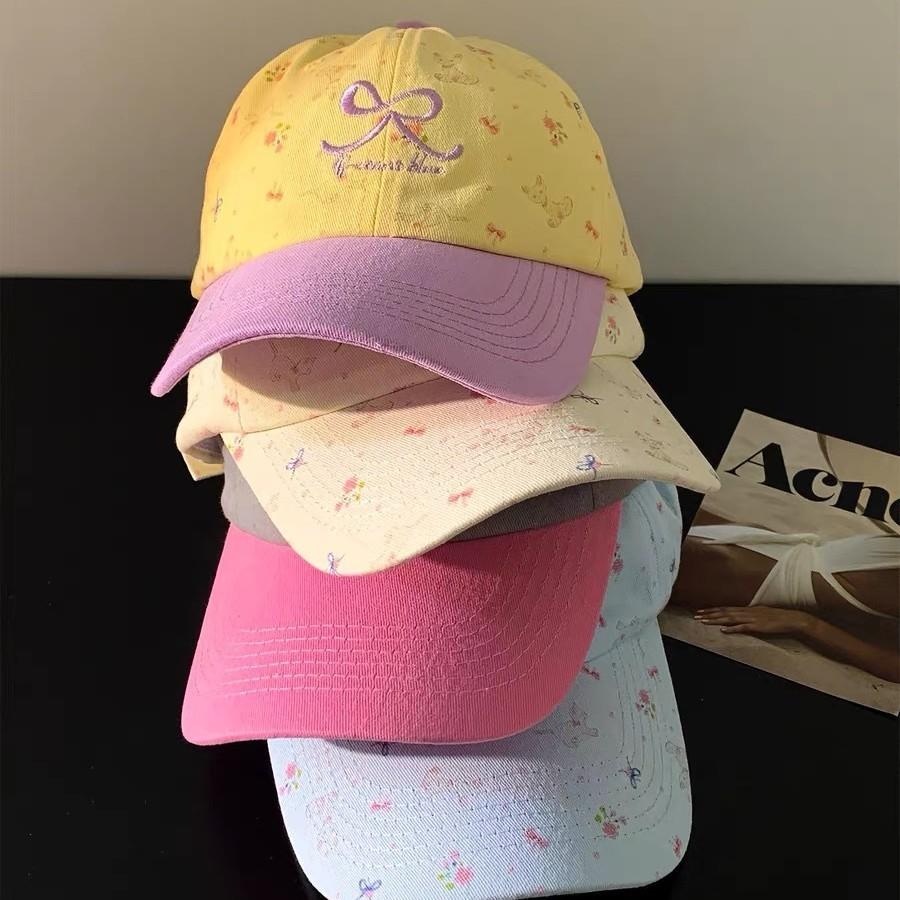Embroidered Butterfly Bow Baseball Cap With Breathable Cotton Material For Casual Wear