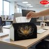 1pc 2D Flat Tissue Box, Printed On Both Sides, Mystical Abstract Flower Design, Glowing Golden Lotus Petal, High Quality, Waterproof, Durable, Lightwe