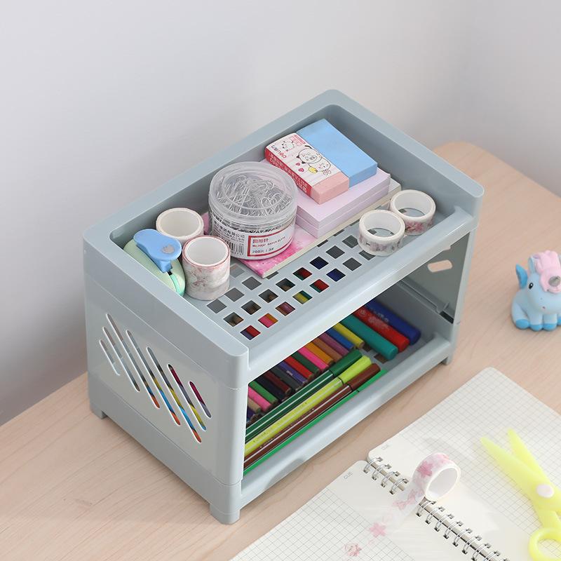 Desktop double-layer storage rack multifunctional storage rack office storage stationery book sorting rack bedroom storage rack синий 1257₽