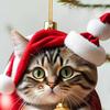 10Pcs Car Rearview Mirror Pendant 2D Acrylic Cat Charm Christmas Tree Ornament Car Interior Accessory