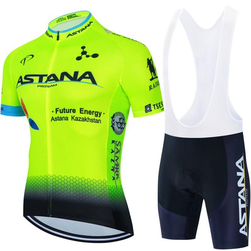 Mens Cycling Bib Shorts Set With Short Sleeve Jersey Breathable Sportwear Road Bike Riding