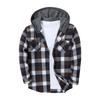 Men's Flannel Plaid Button-Up Shirt Jacket with Hood for Casual Outdoor Wear