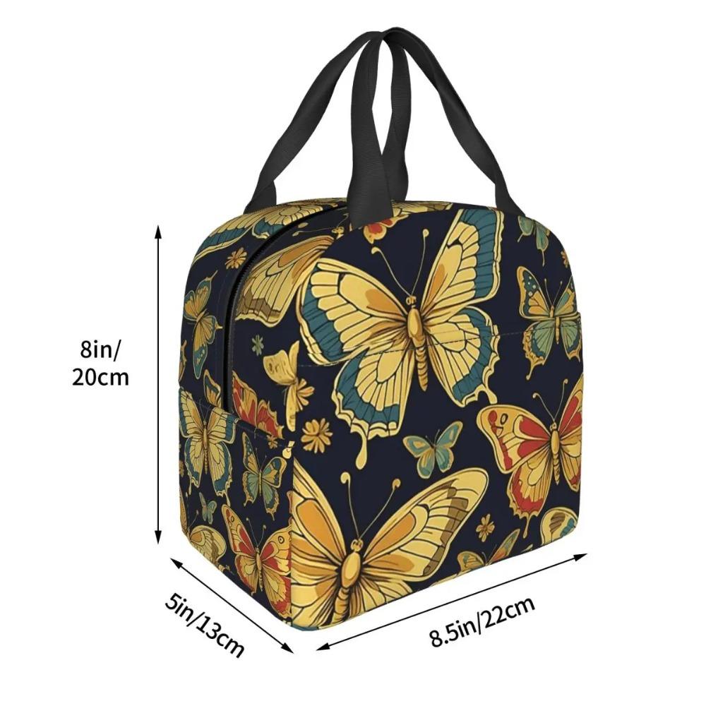 Colorful Butterfly Vintage Insulated Lunch Bag for Women Office Cooler Thermal Food Box Tote Portable Lunch Boxes Container