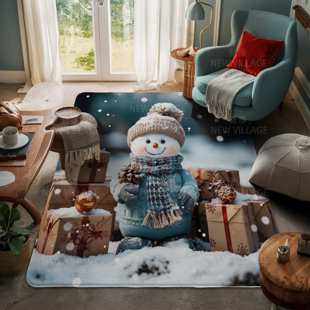 House Entrance Carpet Home Door Mat Living Room Bath Foot Bathroom Non-slip Water Absorption Rugs Bath Merry Christmas Winter