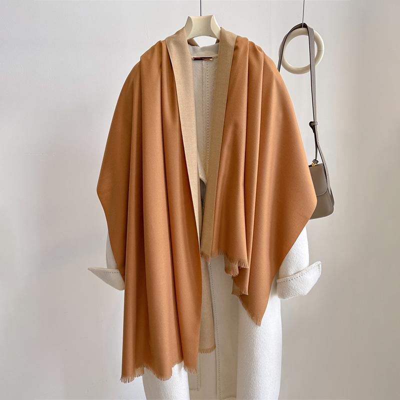 Luxury Winter Cashmere Scarf Women Two Colours Handkerchief Warm Pashmina Female Shawl Wrap Soft Pareo Bufanda Scarves Stole