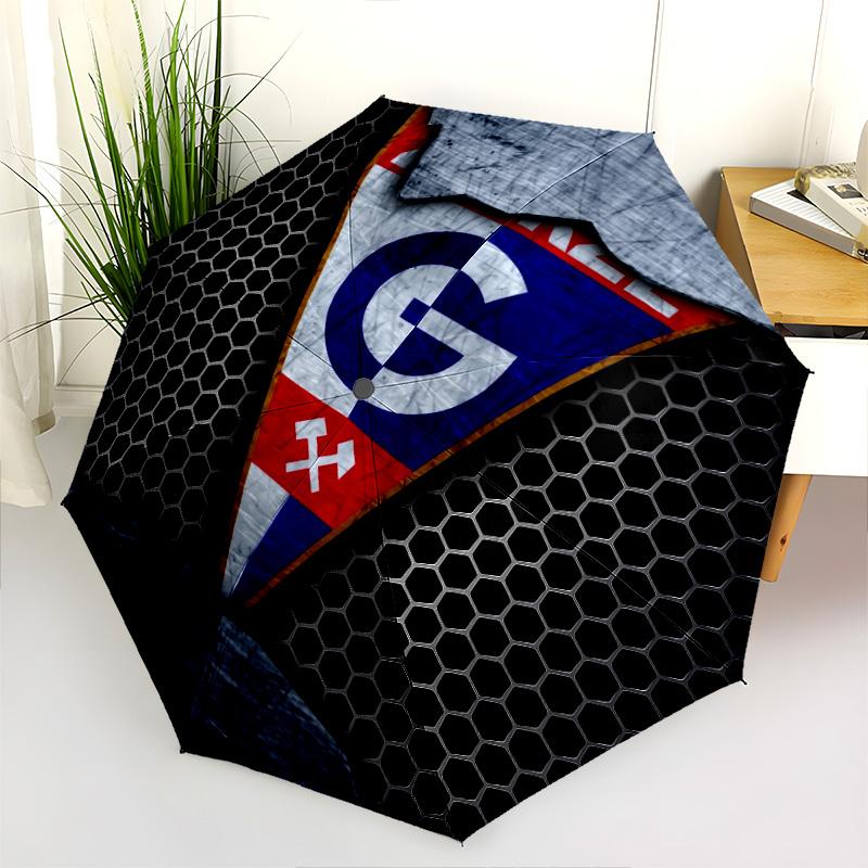 Górnik Zabrze Muster, automatischer Klappschirm, tragbares und faltbares Design, 8 Speichen, ein Weihnachts- oder Geburtstagsgeschenk.