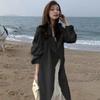 2026 Korean Style Long Drape Trench Coat - Elegant White for Spring & Autumn
